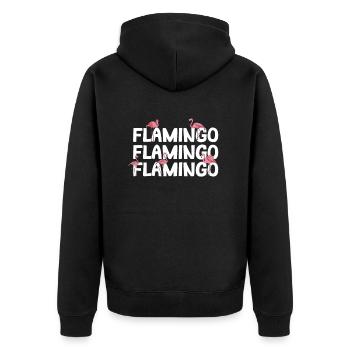 Flamingo - Unisex Premium Bio Zip Hoodie - Schwarz - Hinten - Nico (187cm)