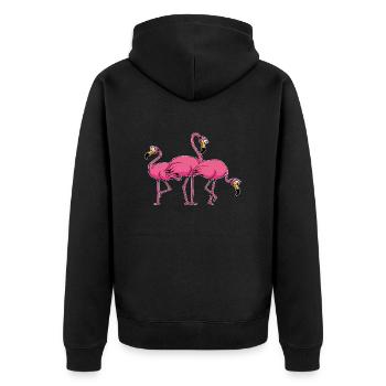 Flamingo - Unisex Premium Bio Zip Hoodie - Schwarz - Hinten - Nico (187cm)