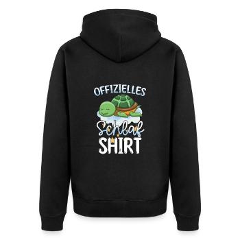 Offizielles Schlafshirt Schildkröte - Unisex Premium Bio Zip Hoodie - Schwarz - Hinten - Nico (187cm)