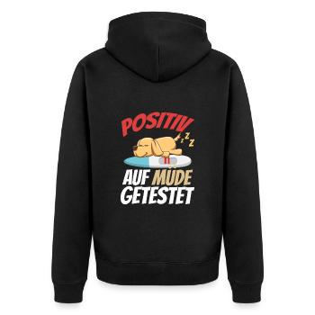 Positiv Auf Müde Getestet Golden Retriever - Unisex Premium Bio Zip Hoodie - Schwarz - Hinten - Nico (187cm)