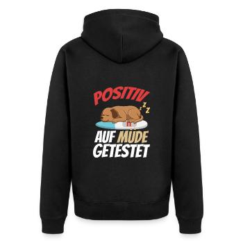 Positiv Auf Müde Getestet Labrador - Unisex Premium Bio Zip Hoodie - Schwarz - Hinten - Nico (187cm)