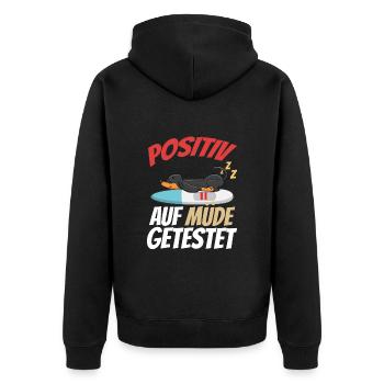 Positiv Auf Müde Getestet Dackel - Unisex Premium Bio Zip Hoodie - Schwarz - Hinten - Nico (187cm)