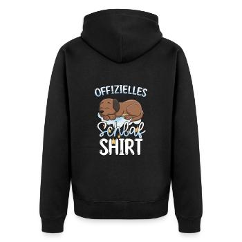 Offizielles Schlafshirt Golden Labrador - Unisex Premium Bio Zip Hoodie - Schwarz - Hinten - Nico (187cm)