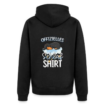 Offizielles Schlafshirt Dackel - Unisex Premium Bio Zip Hoodie - Schwarz - Hinten - Nico (187cm)