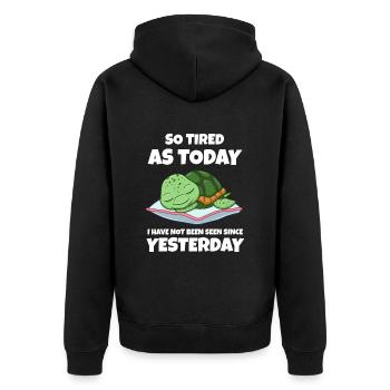Schlafen Süß Geschenk - Unisex Premium Bio Zip Hoodie - Schwarz - Hinten - Nico (187cm)