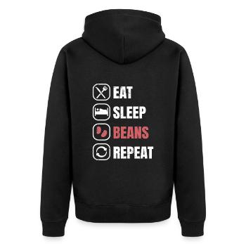 Kidney Bohnen - Unisex Premium Bio Zip Hoodie - Schwarz - Hinten - Nico (187cm)