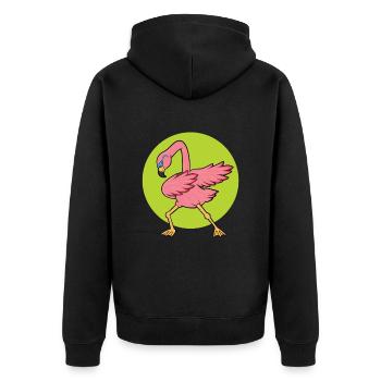 Flamingo Lustig Party Geschenk - Unisex Premium Bio Zip Hoodie - Schwarz - Hinten - Nico (187cm)