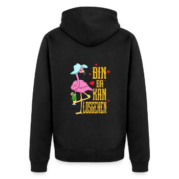 Bin Da Kann Losgehen - Unisex Premium Bio Zip Hoodie - Schwarz - Hinten - Nico (187cm)