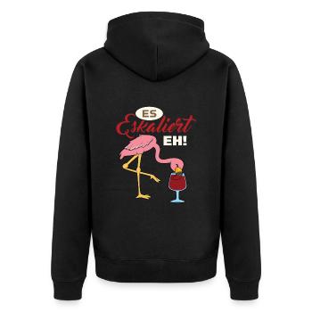 Es Eskaliert Eh - Unisex Premium Bio Zip Hoodie - Schwarz - Hinten - Nico (187cm)