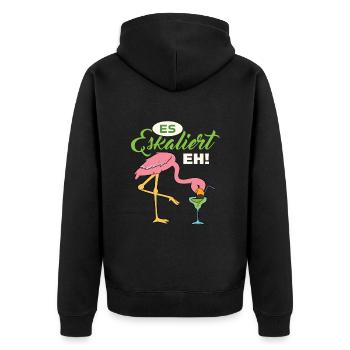 Es Eskaliert Eh - Unisex Premium Bio Zip Hoodie - Schwarz - Hinten - Nico (187cm)