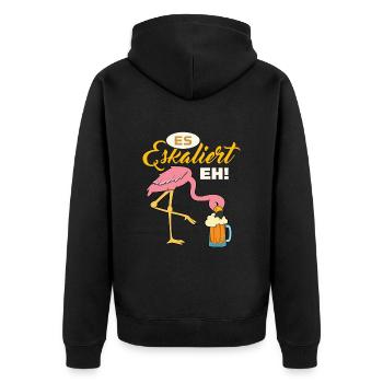 Es Eskaliert Eh - Unisex Premium Bio Zip Hoodie - Schwarz - Hinten - Nico (187cm)