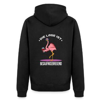 Die Lage ist Besaufniserregend - Unisex Premium Bio Zip Hoodie - Schwarz - Hinten - Nico (187cm)