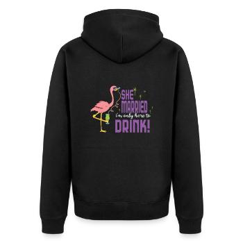 She's getting married I'm just here to drink - Unisex Premium Organic Zip Hoodie - black - Back - Nico (187cm)