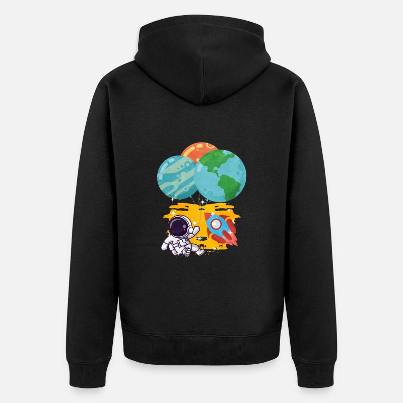 Astronaut Pluto Neptun Erde Balloon - Unisex Premium Bio Zip Hoodie - Schwarz