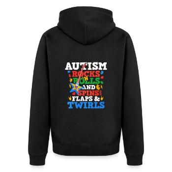 Cadeau autisme autisme - Veste à capuche bio Premium Unisexe - noir - Dos - Nico (187cm)
