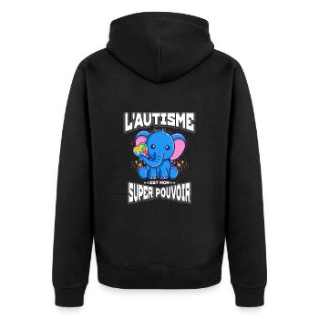 Cadeau autisme autisme - Veste à capuche bio Premium Unisexe - noir - Dos - Nico (187cm)