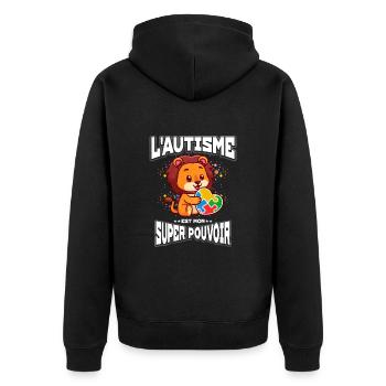Cadeau autisme autisme - Veste à capuche bio Premium Unisexe - noir - Dos - Nico (187cm)