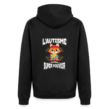 Cadeau autisme autisme - Veste à capuche bio Premium Unisexe - noir - Dos - Nico (187cm)