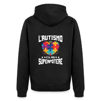 Autism Autism Gift - Unisex Premium Organic Zip Hoodie - black - Back - Nico (187cm)