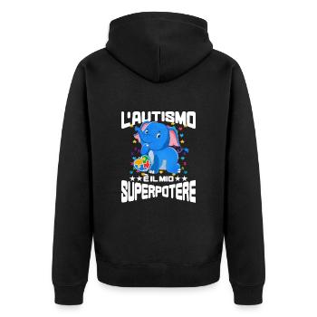 Cadeau autisme autisme - Veste à capuche bio Premium Unisexe - noir - Dos - Nico (187cm)