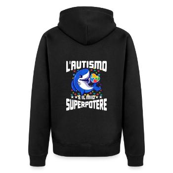 Cadeau autisme autisme - Veste à capuche bio Premium Unisexe - noir - Dos - Nico (187cm)