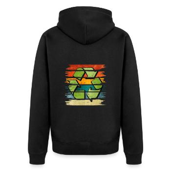 Recycling - Unisex Premium Bio Zip Hoodie - Schwarz - Hinten - Nico (187cm)