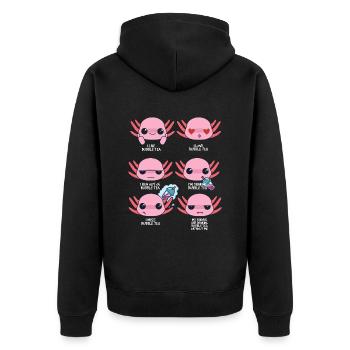 Axolotl et thé à bulles - Veste à capuche bio Premium Unisexe - noir - Dos - Nico (187cm)