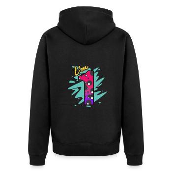 1. Geburtstag - Unisex Premium Bio Zip Hoodie - Schwarz - Hinten - Nico (187cm)