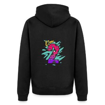 2. Geburtstag - Unisex Premium Bio Zip Hoodie - Schwarz - Hinten - Nico (187cm)