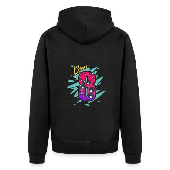8. Geburtstag - Unisex Premium Bio Zip Hoodie - Schwarz - Hinten - Nico (187cm)