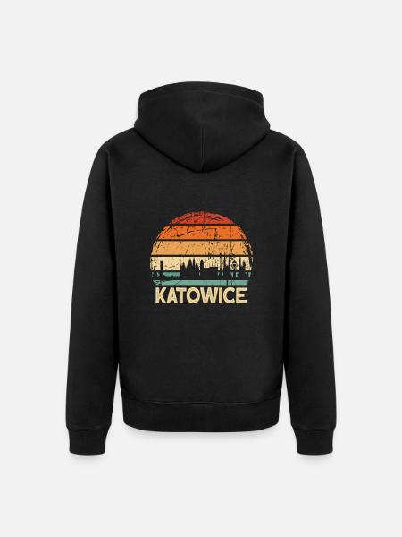 Poland Katowice Skyline - Unisex Premium Organic Zip Hoodie - black