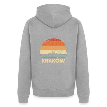 Pologne Cracovie Skyline - Veste à capuche bio Premium Unisexe - gris chiné - Dos - Nico (187cm)