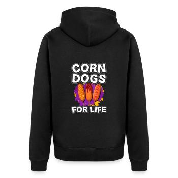 Corn Dog Essen Liebe Geschenk - Unisex Premium Bio Zip Hoodie - Schwarz - Hinten - Nico (187cm)