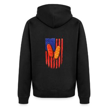 Corn Dog American Flagge - Unisex Premium Bio Zip Hoodie - Schwarz - Hinten - Nico (187cm)