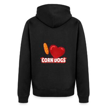 Corn Dogs Love - Unisex Premium Bio Zip Hoodie - Schwarz - Hinten - Nico (187cm)