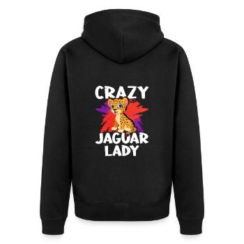 Jaguar Frauen Liebe - Unisex Premium Bio Zip Hoodie - Schwarz - Hinten - Nico (187cm)