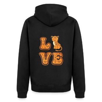 Jaguar Liebe - Unisex Premium Bio Zip Hoodie - Schwarz - Hinten - Nico (187cm)