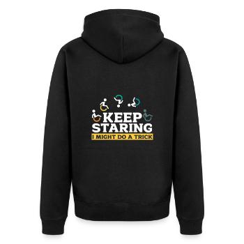 Rollstuhl - Unisex Premium Bio Zip Hoodie - Schwarz - Hinten - Nico (187cm)