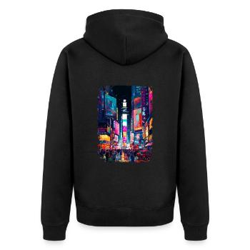 New York - Unisex Premium Bio Zip Hoodie - Schwarz - Hinten - Nico (187cm)