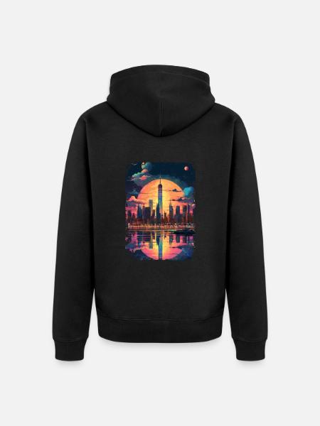 New York - Unisex Premium Organic Zip Hoodie - black