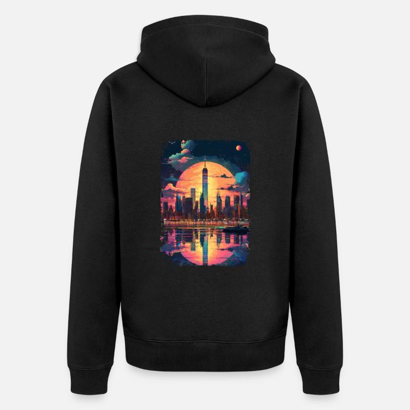 New York - Unisex Premium Bio Zip Hoodie - Schwarz