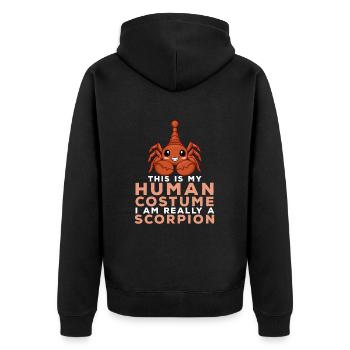 Scorpion - Unisex Premium Bio Zip Hoodie - Schwarz - Hinten - Nico (187cm)