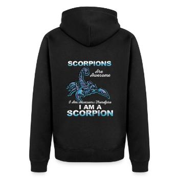 Scorpion - Unisex Premium Bio Zip Hoodie - Schwarz - Hinten - Nico (187cm)