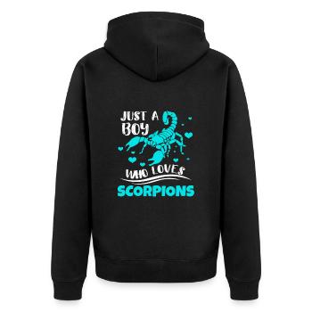 Scorpion - Unisex Premium Bio Zip Hoodie - Schwarz - Hinten - Nico (187cm)