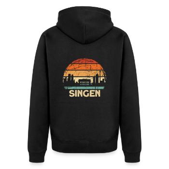 Sing - Unisex Premium Organic Zip Hoodie - black - Back - Nico (187cm)