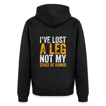 Amputiertes Bein Prothese Geschenk - Unisex Premium Bio Zip Hoodie - Schwarz - Hinten - Nico (187cm)
