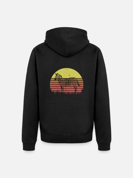 Zebra - Unisex Premium Organic Zip Hoodie - black