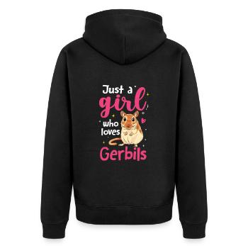 Rennmaus - Unisex Premium Bio Zip Hoodie - Schwarz - Hinten - Nico (187cm)