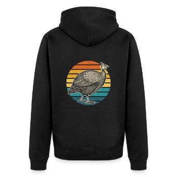 Perlhuhn - Unisex Premium Bio Zip Hoodie - Schwarz - Hinten - Nico (187cm)