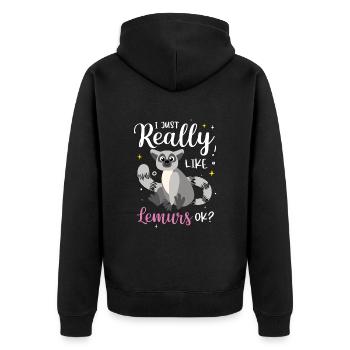 Lemur - Unisex Premium Organic Zip Hoodie - black - Back - Nico (187cm)